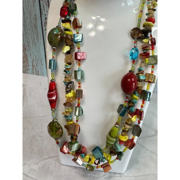 Southwestern Style Glass, Shell, & Porcelain Necklace designed by Trisha Waldren - Picture 5 of 11